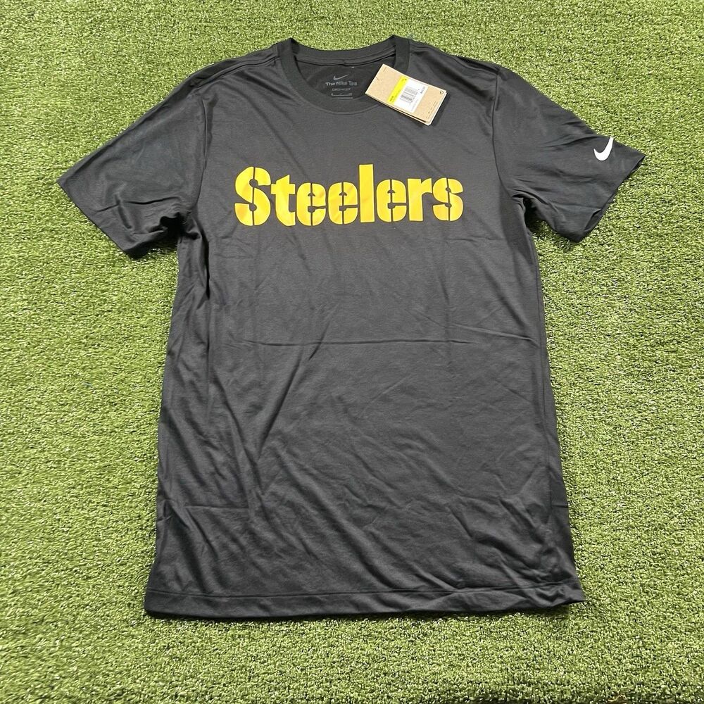 Pittsburgh Steelers NFL Nike Team Wordmark T-Shirt Black Men's S DRI-FIT